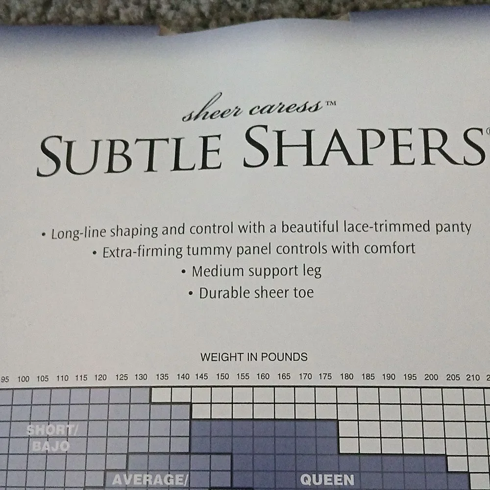 Sheer Caress Vintage Subtle Shapers Target Control Shaper Queen Short pantyhose